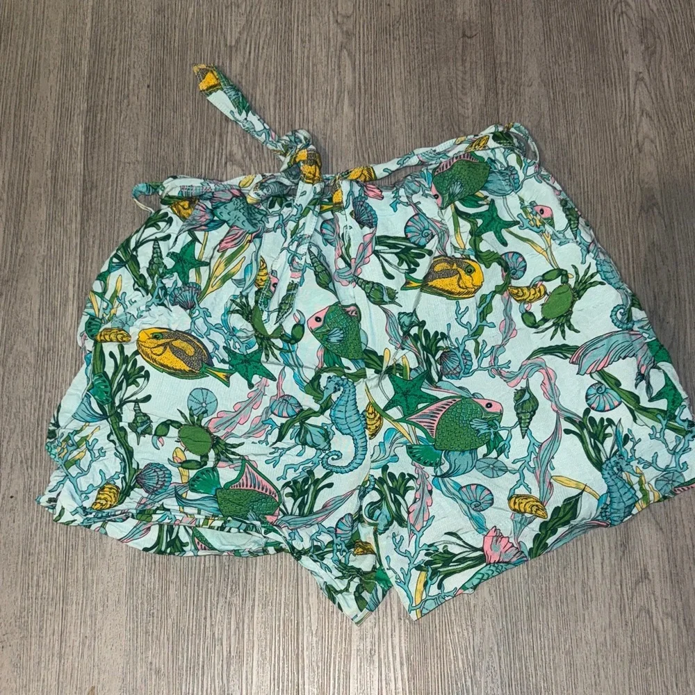 Kate Spade Under The Sea Tie-Waist Shorts